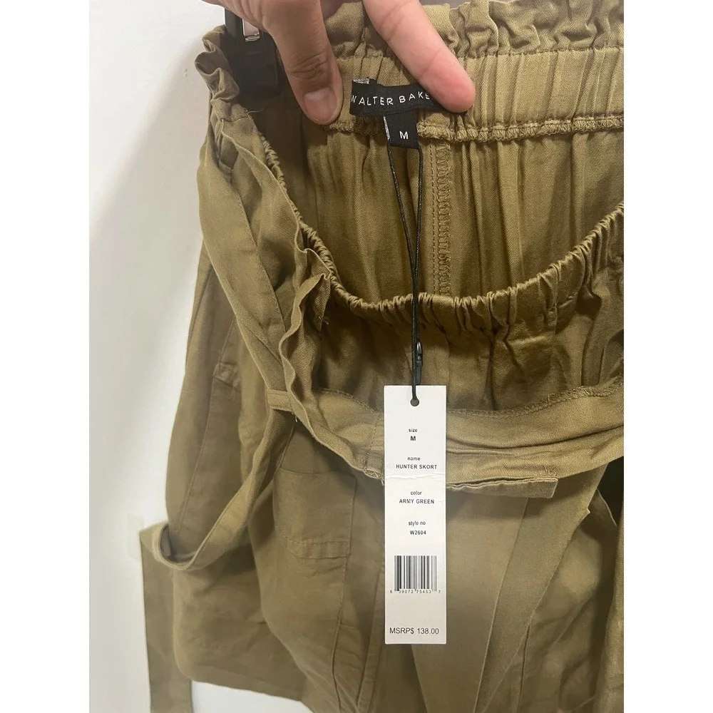 Women’s WALTER BAKER Belted Cotton Cargo Skort Skirt Khaki Medium